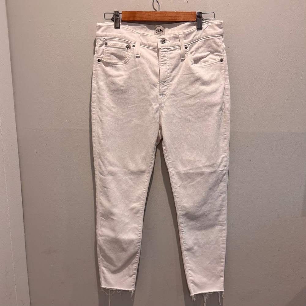 J.Crew White 10" High-Rise Toothpick Jeans Raw Hem | 31P